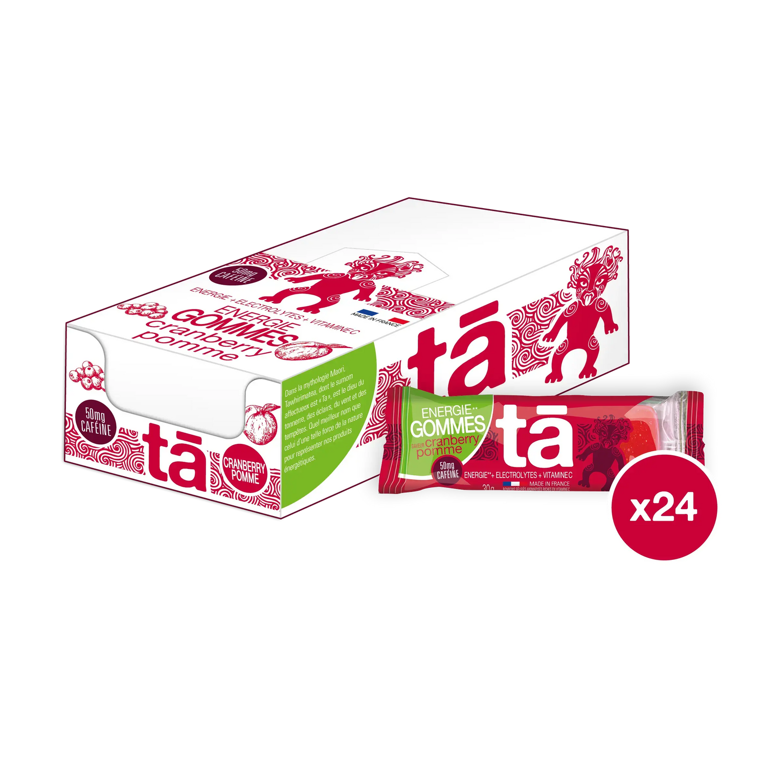 Boîte de 24 gommes énergétiques 30g saveur cranberry pomme