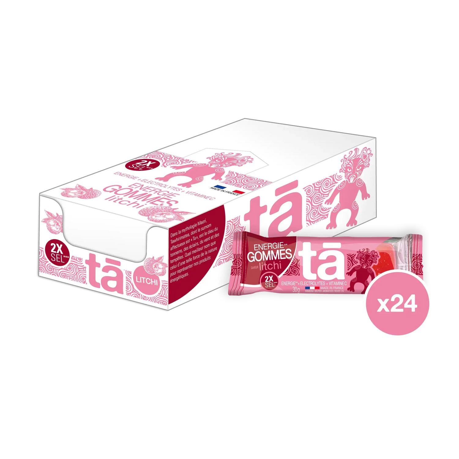 Boite de 24 gommes énergétiques 30g saveur litchi