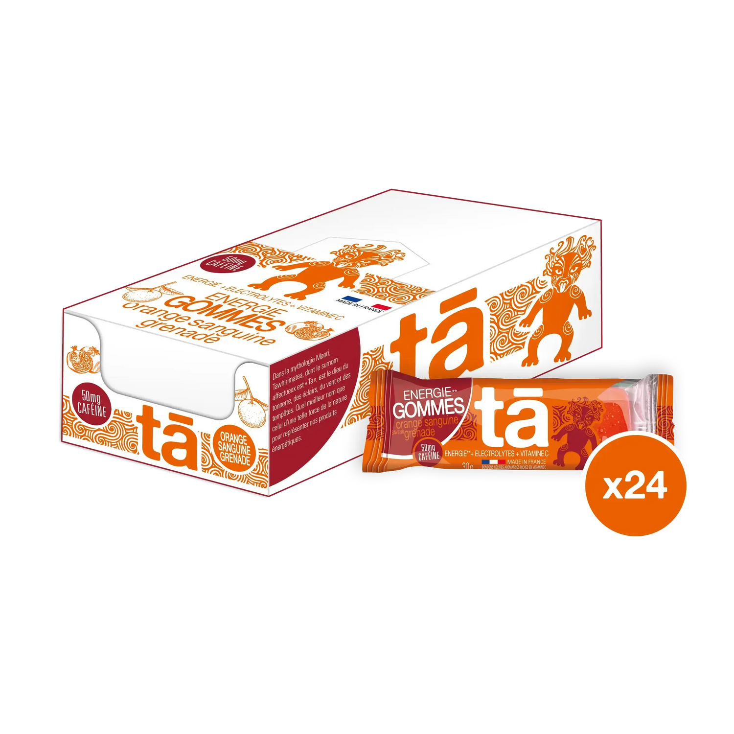 Boîte de 24 gommes énergétiques 30g saveur orange grenade