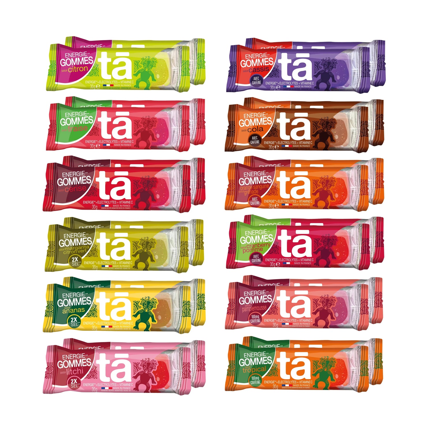 Pack mixte de 24 gommes énergétiques 30g