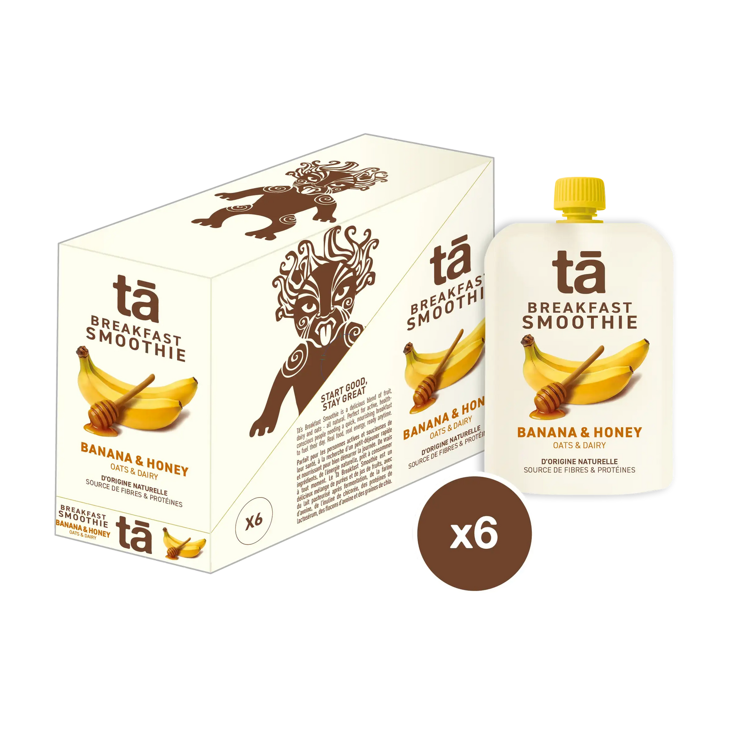 Boîte de 6 Smoothies petit-déjeuner 150g saveur banane miel